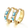 Boucles d'oreilles en pierre bleue de mode pour les femmes en acier inoxydable plaqué or femmes boucles d'oreilles bijoux