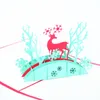 3D-wenskaarten Kerstmis Pop-up Kaart Eland Kerstkaarten voor Groet Bessing Card Pop-up kaart met envelop