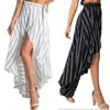 Sexy Lady Women cloth Hi-lo Boho Maxi Skirt With Striped Printed Irregular Dresses Summer Beach Long Dress ZL3257