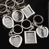 Metalen Foto Invoegen Frame Sleutelhanger Sleutelhanger Keyfob Ornament Geschenken Ronde Hart Rhombus Ovale Vorm Zinklegering Sleutelhanger Gemengd willekeurig