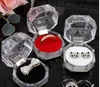 Jewelry Package Boxes Ring Holder Earring Display Box Acrylic Transparent Wedding Packaging Storage Box Cases v0262