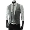 Wholesale- Spring Mens Business Suit Dress Vest Slim Fit V-Neck Waistcoat Gray Red M-3XL Z1281