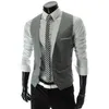 Partihandel-Spring Mens Affärsdräkt Klänning Vest Slim Fit V-Neck Waistcoat Grey Red M-3XL Z1281