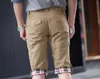Fashion Men's Causal Fit Cropped Rolled-up Cotton Slim Plaid Shorts Pants 288u