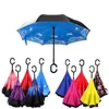 Windproof Reverse Folding Double Layer Inverted Chuva Umbrella Self Stand Inside Out Rain Protection C-Hook Hands For Car Rain Outdoor