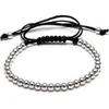 Hommes 4mm titane acier boules perles tressage macramé Bracelet pulseras bracelet homme bracelet à breloques pour meilleur ami