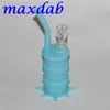 mini glow in dark silicone water pipe hookah glass bongs water pipes silicone oil rig bubble seven colors for choice