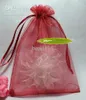 100pcs 7x9cm 9x11cm 등 Sheer DrawString Organza 보석 파우치 결혼식 파티 크리스마스 호의 선물 가방 (Wine Red)