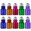 Coloful 1 ml 2 ml bouteilles vides en verre à bille bouteille d'huile essentielle petite bouteille en verre avec billes à roulettes en acier inoxydable pour parfum 300 pcs/lot