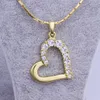 Hot sale Yellow Gold White crystal jewelry Necklace for women DGN512,Heart 18K gold gem Pendant Necklaces with chains