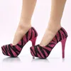 New Designer Fuchsia with Black Checkered Women Party Prom High Heels Rhinestone Stiletto of the Bride Shoes Wedding Banquet Shoes