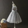 Blumenmädchenkleid Spitze Blumenstickerei Kinder Prinzessin Partykleid Stereo Blütenblatt Tüll Kinder Ballkleid Süßes Mädchen Tutu Kleid C2177