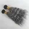 Ombre färg brasiliansk jungfrulig mänsklig hårbuntar 1b grå människohår vev två ton vattenvåg hår weft 3pcs7411026