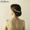 Sorbern boho stil design bröllop headpiece 2018 ny brud tiara guld pärla blomma bröllop brud hår kamar vintage kvinnor hår tillbehör