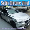 2017 Silver Satin Chrome Vinyl Vehicle Decal Car Wrap Film With Air Bubble Free Car Wrapping Matt Chrome Sticker Film 1.52x20m/Roll