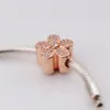 DORAPANG Rosegold Charms Perlen passend für Armbänder 925 Sterling Silber Perlenschmuck Pave CZ Anhänger Perle DIY Schmuck Zubehör für Frauen Geschenk