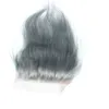 Color gris Cabello peruano Cierre recto 4 "x 4" Cierre superior de encaje suizo Cierres de cabello humano