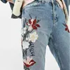 Wholesale- Mom flower embroidered jeans 2017 New Spring Straight Jeans Denim Casual Pants calcas jeans feminina bordadas