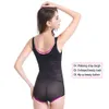 Kvinnor postpartum buk återhämtning shapewear bröstlyft corset mage kontroll bodysuit mesh bantning shaper svart naken