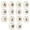 Perline di legno 500 pezzi / lotto Alfabeto naturale Lettera Cubo Perline di legno 8x8mm 10x10mm Per creazione di gioielli Bracciale fai da te Perline sfuse2792