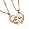 Hele-1 Set Vriend Ketting Hanger Hart Zilver Strass BFF Vriendschap Een Halve Persoon Ketting voor Mannen Vrouwen Mode 2098