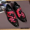 Handmade 2017 Fashion Black/Red Suede Men's Shoes with Dragon Pattern Pointed Iron Toe Wedding/Business Shoes Man!