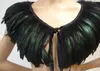 Faux Fur Bridal Jacket Black Green Feather Furs Collar Cape Shawls Wrap Fringe Party Evening Dress Fur capes3455223