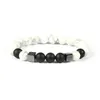 Mens smycken Hela 10st Lot 8mm Quality Matte Agate White Howlite Marble Stone Square Pärlagade armband för Men235X