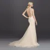 Robes en dentelle perle robe de mariée transparente illusion arrière robe sirène appliques cotes de perles vneck robes de mariée swg725