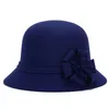 6 Colors New Autumn Winter Flower Women Top Hat Lady Imitation Wool Bucket Hats Retro Princess Hat Female Dome Cap GH-31