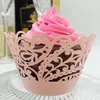 Favores do casamento rosa Corte A Laser Rendas Creme Bolo Cup Cupcake Wrapper Envoltórios Para Festa de Aniversário de Casamento Decoração 12 pc por lote