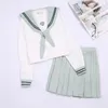 Ensemble d'uniforme d'étudiant japonais pour filles mignonnes, costume vert clair, hauts chemisier + jupe plissée, uniformes de marin Anime Kawaii Lolita Cosplay
