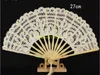 20 stks / partij snelle verzending 27cm wit handgemaakte vouwen vintage geborduurde kant hand fan bruiloft bruid fan dans fan