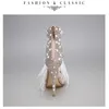 Pearl Rhinestones Feather Wedding Shoes Bridal Heels Party Shoes 6/8 / 10cm med Pearl Strap Open Toe High Heel med hög kvalitet