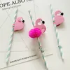 Toptan-25PCS Sevimli Karikatür Pembe Petek Straw Kuş Çubuk İçin Düğünler Parti Dekorasyon İçme Renkli Şerit Kağıt flamingos