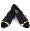 Handgefertigter Black Diamonds Herren-Loafer aus Wildleder mit goldenem Riemen und Satin- und Lederinnensohle für Bankett und Abschlussball