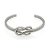 Mode 316L Rvs Sieraden Knoop Openning Armbanden Vrouwen Manchet Armband Voor Dames Accessoires Geschenken Goud Zilver