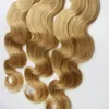 3pcs / lot 브라질 옹 브르 머리 Weft 두 톤 어두운 루트 1B / 613 1b / 그레이 1b / 27 금발 페루 바디 웨이브 인간의 머리카락 부드러운 싼 헤어 번들