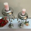 Bougeoir en métal cristaux Table de mariage candélabre/pièce maîtresse carillons éoliens délicats Type décoration chandelier 10 pièces/lot