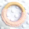20st Nyfödd säkerhet trägomsbomullständer Naturring Baby Chew Circle Round Crochet Soothers Spädbarnsträning Ring handgjorda leksaker6537968