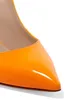 Zandina nouveauté femmes à la main en cuir verni chaussures Slingback pointu haut talon mode fête bal pompes Orange