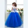 2020 Lavendel Flower Girl Dress Ball Gown Tulle Sashes Beaded Kid Evening Gown Pageant Klänningar för små tjejer Vestido Daminha