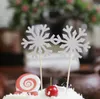 Bolo Toppers Glitter Snowflake Papel Cartões Banner para Cupcake Wrapper Copo de Copo Aniversário Tea Party Wedding Decoração Chuveiro de Bebê