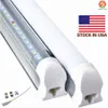 Tube intégré 2.4m 8ft 45W Led T8 Tube lumières SMD2835 192LED haute luminosité 4800lm chaud blanc froid givré couvercle Transparent 85-265V