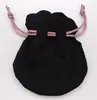Pink Ribbon Black Velvet Bags passen für europäische Pandora-Perlen, Charms und Armbänder, Halsketten, Schmuck, modische Anhängerbeutel