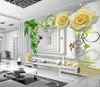 Custom elke maat Water Rose Bamboo Forest Flying Bird Fashion Woonkamer TV-muurschildering