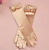 Wedding Elastic Girl Satin Long Gloves Kid Children Fancy Dress Bow Pearl Gloves Costume COS princess Mitten 3Y-8Y party favor colorful