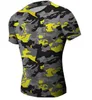 New Mens T-shirts Short Sleeve O-neck Compression Tops Cool Skin Tights Camo Workout Clothes Gyms Slim Fit Tracksuit Bodybuilding Wear Blue