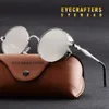 Atacado- Eyecrafters Polarizado Gótico Steampunk Sunglasses Revestimento Redondo Círculo Rodado Sun Óculos Vintage Gafas Masculino Verde