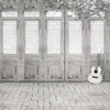 Grey White Wooden Door Photo Backdrop Vinyl Cloth Gitar Brick Floor Kids Children Photography Background Vintage Newborn Studio Booth Props